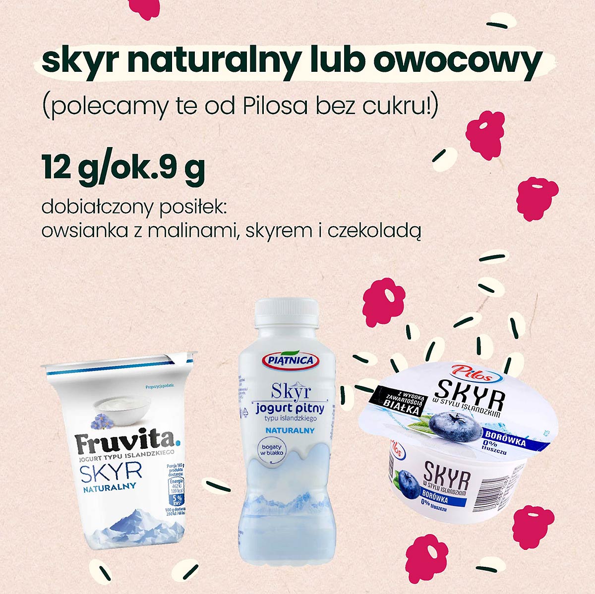 Białko w posiłku - skyr naturalny lub owocowwy