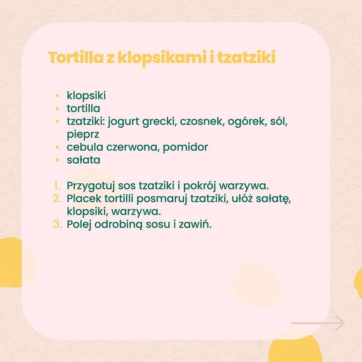 tortilla z klopsikami i tzatziki