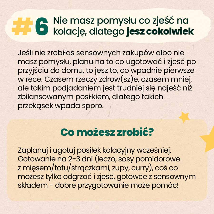 brak pomysłu na kolację to częsty powód wieczornego podjadania